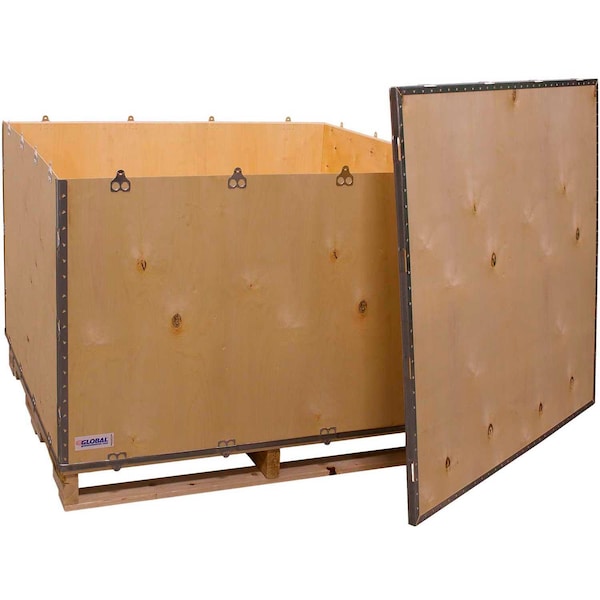 Global Industrial 47.25 in x 44.25 in x 29.5 in 6 Panel Shipping Crate, Brown, Plywood B2352213 - main